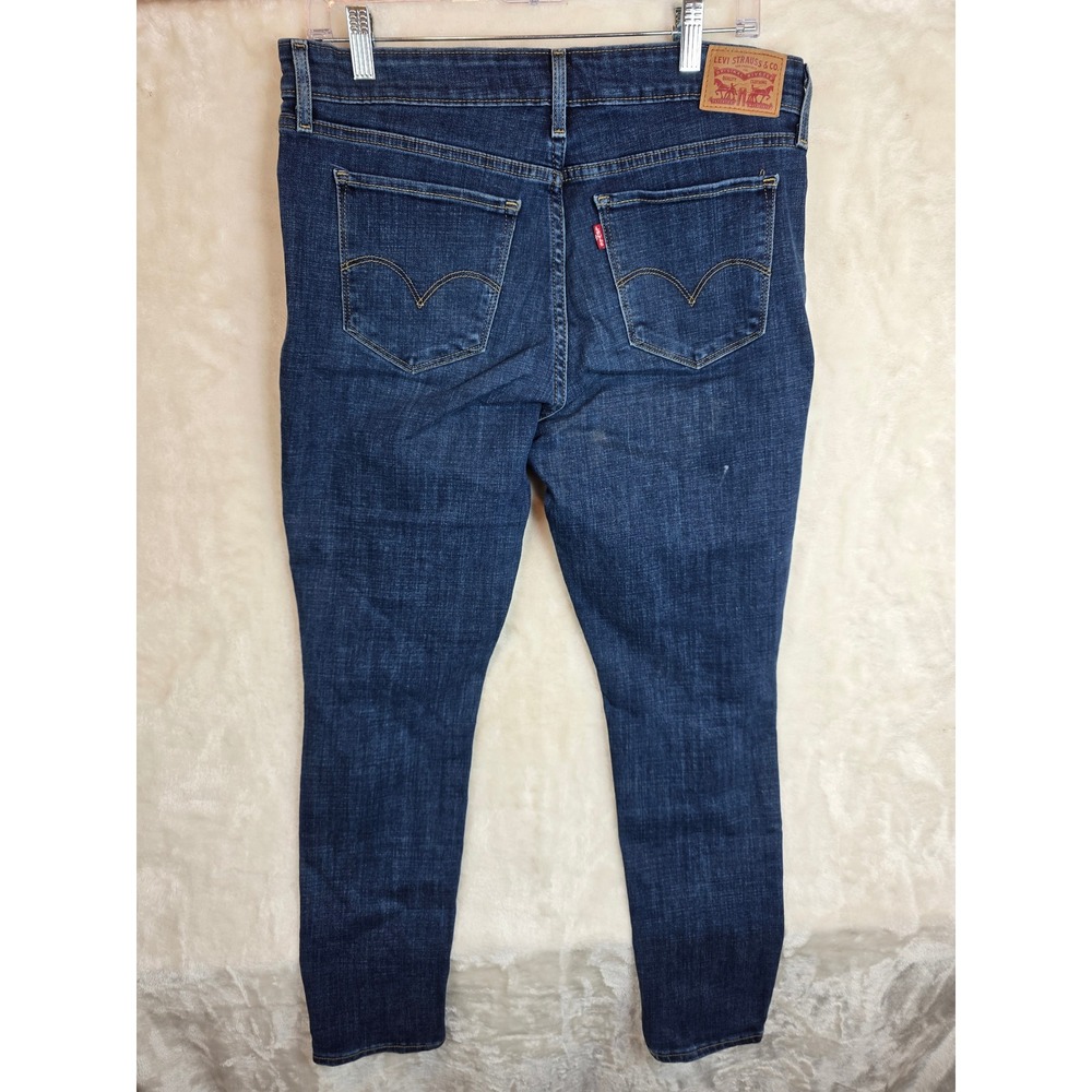 Levis 711 Skinny Jeans Womens 31 Distressed Knee Dark Wash Denim Indigo - Picture 2 of 10